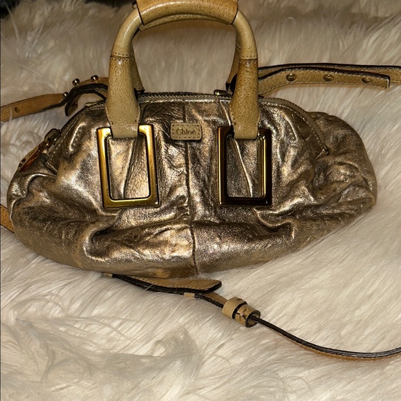Chloe Metallic Gold Satchel Bag - Picture 2 of 16